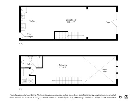 Floor plan for 1 bed, 1 bath, 1111 sqft